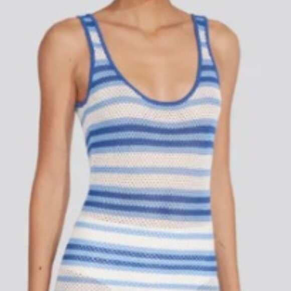 SOLID & STRIPED Kimberly Mini Dress Marina Blue Stripe SZ M - NWT - Picture 1 of 11